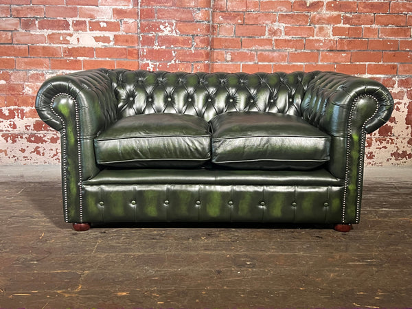 2 seater Classic Chesterfield sofa in Antique Green